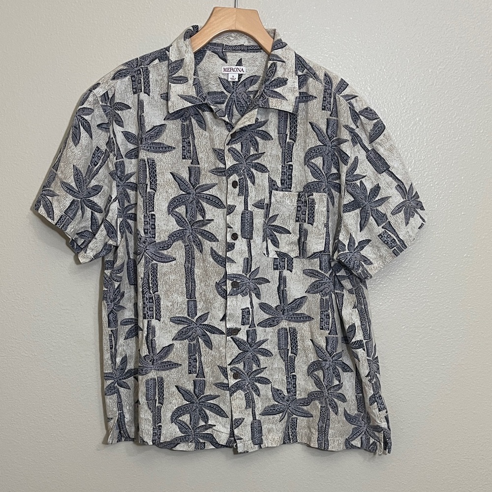 Merona Button Down Tropical Hawaiian Short Sleeve Shirt